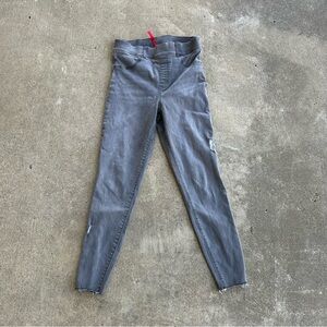Spanx Pull On Gray Denim Skinny Jeans Size L Large Distressed